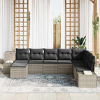 Gartensofa-set mit Kissen 8 pcs Poly-Rattan