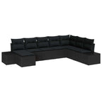 Gartensofa-set mit Kissen 8 pcs Schwarz Poly-Rattan