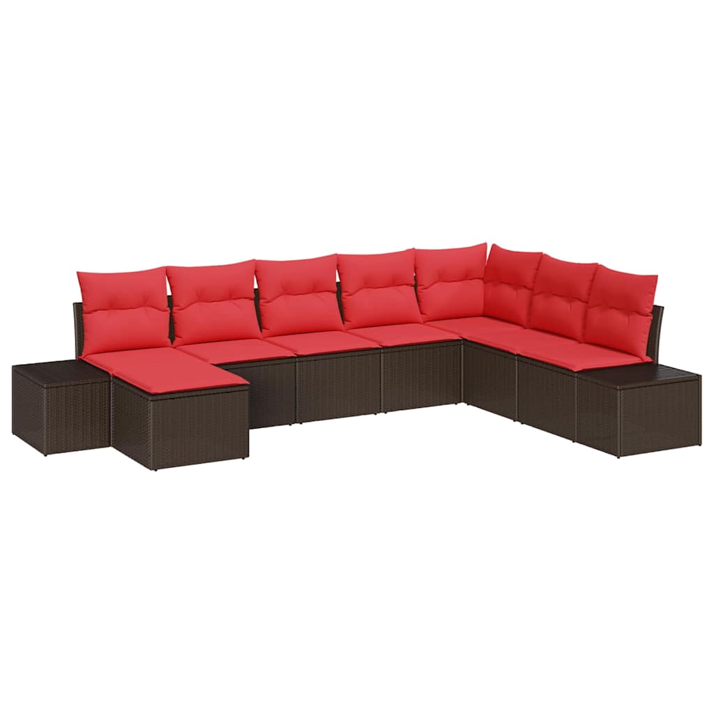 Gartensofa-set mit Kissen 8 pcs Braun Poly-Rattan