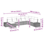 Gartensofa-set mit Kissen 8 pcs Braun Poly-Rattan