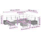 Gartensofa-set mit Kissen 9 pcs Beige Poly-Rattan