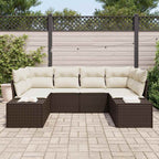 Gartensofa-set mit Kissen 6 pcs Braun Poly-Rattan