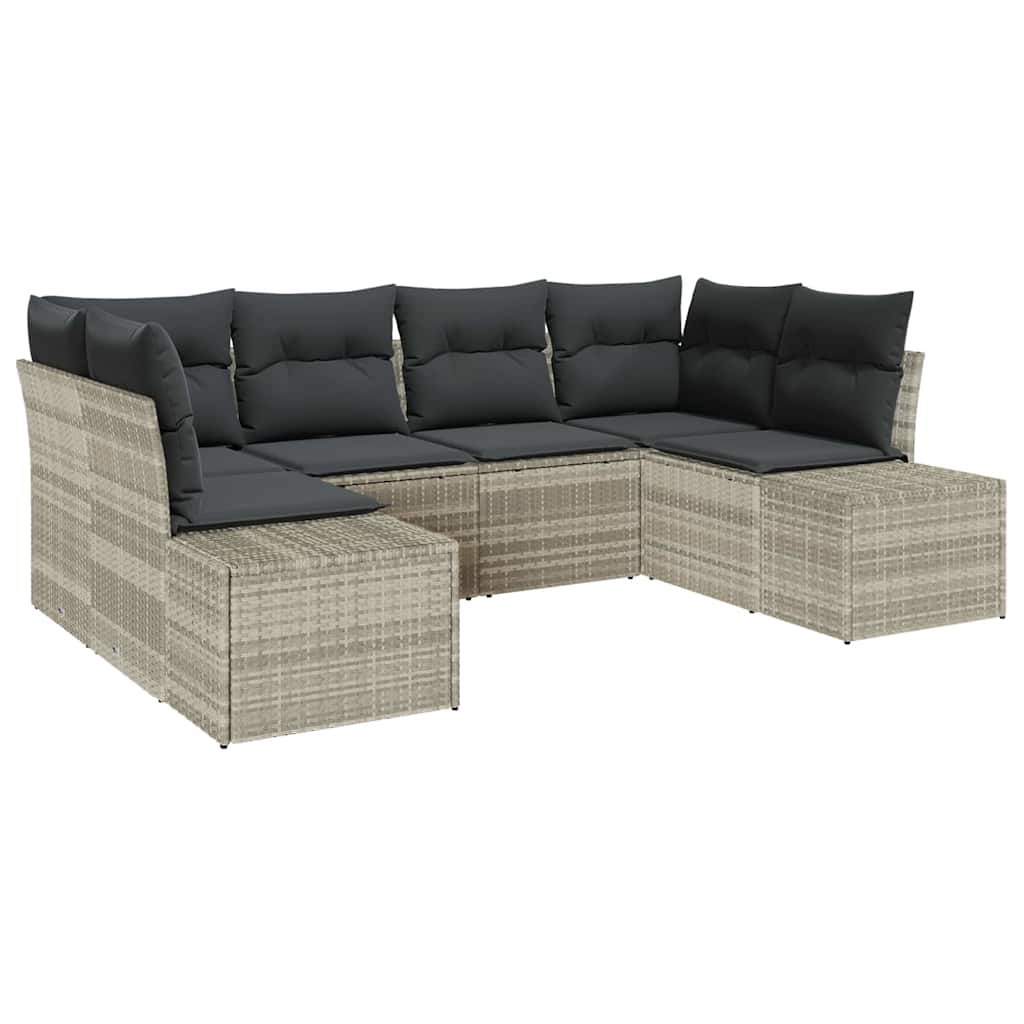 Gartensofa-set mit Kissen 6 pcs Hellgrau Poly-Rattan