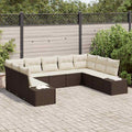 Gartensofa-set mit Kissen 9 pcs Braun Poly-Rattan