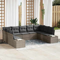 Gartensofa-set mit Kissen 9 pcs Grau Poly-Rattan