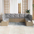 Gartensofa-set mit Kissen 9 pcs Beige Poly-Rattan