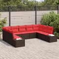 Gartensofa-set mit Kissen 9 pcs Braun Poly-Rattan