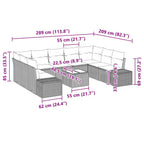 Gartensofa-set mit Kissen 10 pcs Grau Poly-Rattan