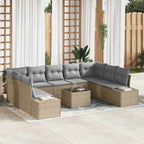 Gartensofa-set mit Kissen 10 pcs Beige Poly-Rattan