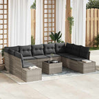 Gartensofa-set mit Kissen 10 pcs Hellgrau Poly-Rattan