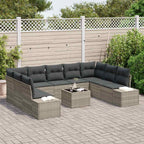 Gartensofa-set mit Kissen 10 pcs Hellgrau Poly-Rattan