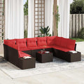Gartensofa-set mit Kissen 10 pcs Braun Poly-Rattan