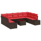 Gartensofa-set mit Kissen 10 pcs Braun Poly-Rattan