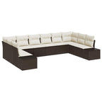 Gartensofa-set mit Kissen 10 pcs Braun Poly-Rattan