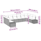 Gartensofa-set mit Kissen 10 pcs Beige Poly-Rattan