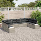 Gartensofa-set mit Kissen 10 pcs Hellgrau Poly-Rattan
