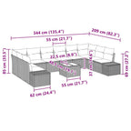 Gartensofa-set mit Kissen 11 pcs Schwarz Poly-Rattan