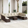 Gartensofa-set mit Kissen 11 pcs Braun Poly-Rattan