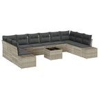 Gartensofa-set mit Kissen 11 pcs Hellgrau Poly-Rattan