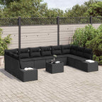 Gartensofa-set mit Kissen 11 pcs Schwarz Poly-Rattan