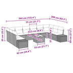 Gartensofa-set mit Kissen 11 pcs Braun Poly-Rattan