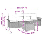Gartensofa-set mit Kissen 5 pcs Schwarz Poly-Rattan