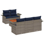 Gartensofa-set mit Kissen 6 pcs Grau Poly-Rattan