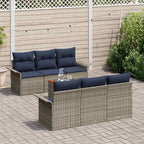 Gartensofa-set mit Kissen 7 pcs Grau Poly-Rattan