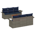 Gartensofa-set mit Kissen 7 pcs Grau Poly-Rattan
