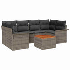 Gartensofa-set mit Kissen 7 pcs Grau Poly-Rattan