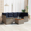 Gartensofa-set mit Kissen 7 pcs Grau Poly-Rattan