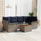 Gartensofa-set mit Kissen 7 pcs Grau Poly-Rattan
