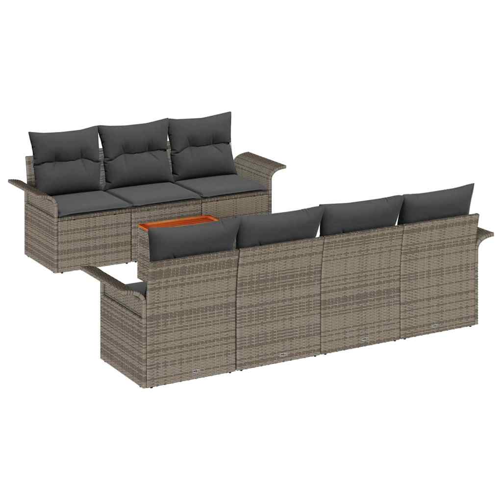 Gartensofa-set mit Kissen 8 pcs Grau Poly-Rattan