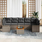 Gartensofa-set mit Kissen 8 pcs Grau Poly-Rattan