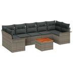 Gartensofa-set mit Kissen 8 pcs Grau Poly-Rattan