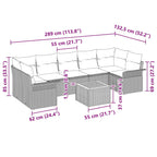 Gartensofa-set mit Kissen 8 pcs Grau Poly-Rattan