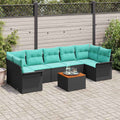 Gartensofa-set mit Kissen 8 pcs Schwarz Poly-Rattan