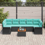 Gartensofa-set mit Kissen 8 pcs Schwarz Poly-Rattan