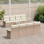 Gartensofa-set mit Kissen 9 pcs Beige Poly-Rattan