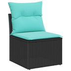 Gartensofa-set mit Kissen 9 pcs Schwarz Poly-Rattan