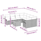 Gartensofa-set mit Kissen 9 pcs Schwarz Poly-Rattan