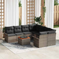 Gartensofa-set mit Kissen 9 pcs Grau Poly-Rattan
