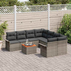 Gartensofa-set mit Kissen 9 pcs Grau Poly-Rattan