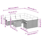 Gartensofa-set mit Kissen 9 pcs Grau Poly-Rattan
