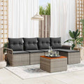 Gartensofa-set mit Kissen 6 pcs Grau Poly-Rattan