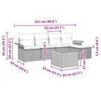 Gartensofa-set mit Kissen 6 pcs Beige Poly-Rattan