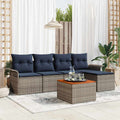 Gartensofa-set mit Kissen 6 pcs Grau Poly-Rattan