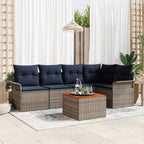 Gartensofa-set mit Kissen 6 pcs Grau Poly-Rattan