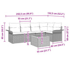 Gartensofa-set mit Kissen 6 pcs Grau Poly-Rattan