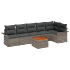 Gartensofa-set mit Kissen 7 pcs Grau Poly-Rattan